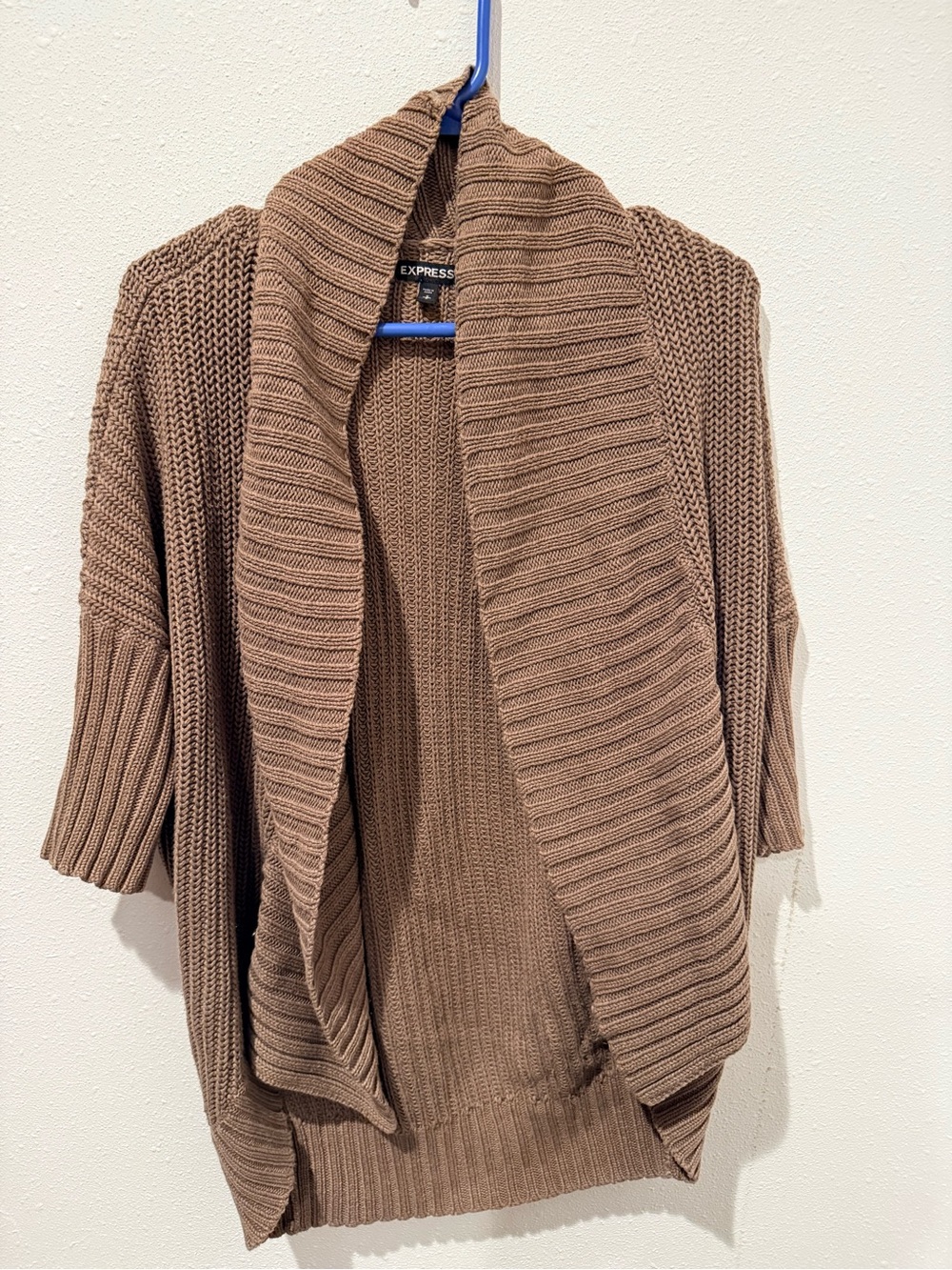 Express Open-Front Shawl Collar Cardigan in Brown